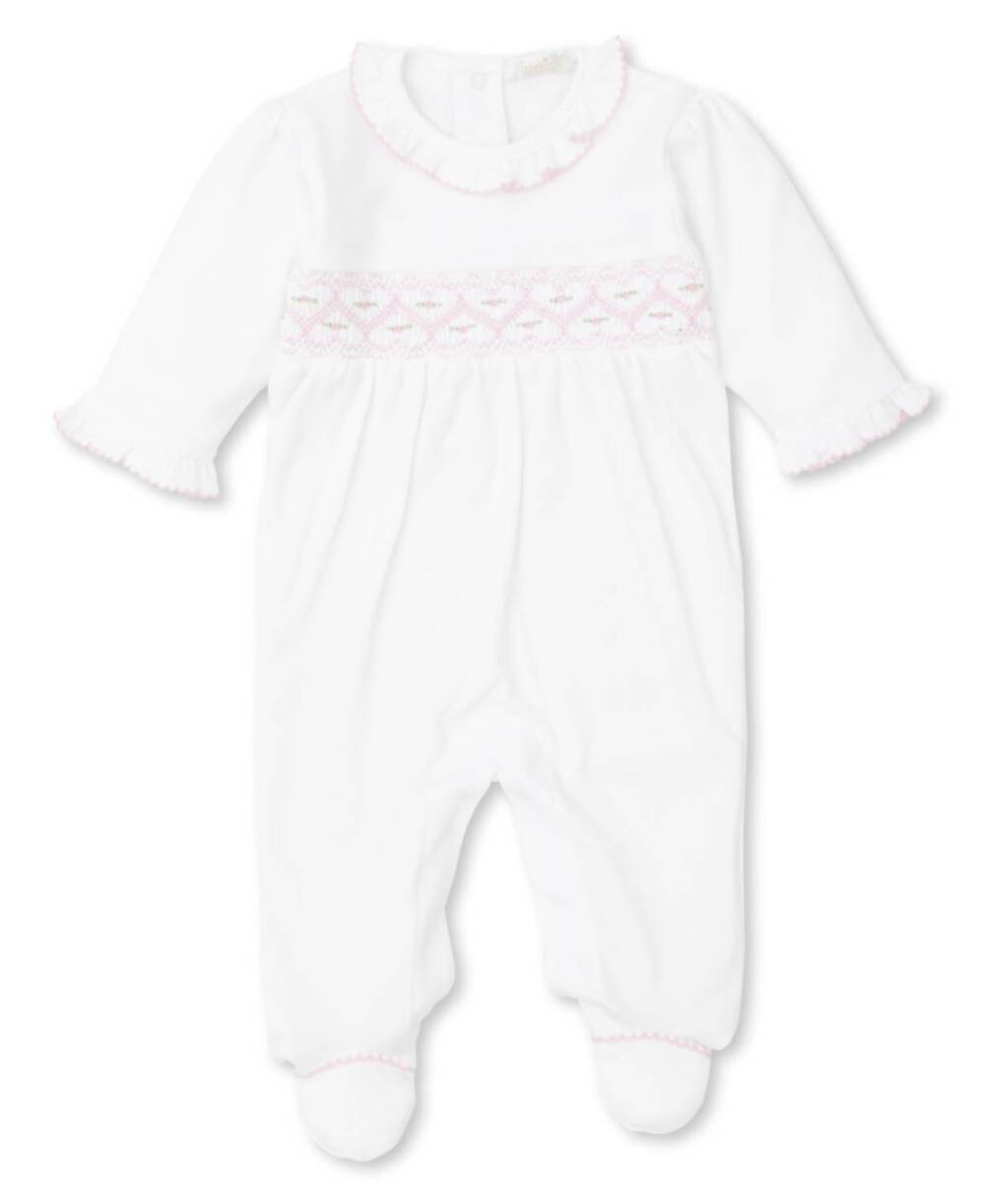 NEW KISSY KISSY kid's hand embroidery footie in white
